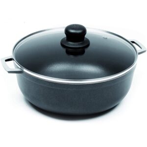 imusa usa black 3.5qt nonstick caldero with glass lid and steam vent (dutch oven), 3.5-quarts