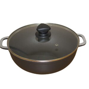 IMUSA USA Black 3.5Qt Nonstick Caldero with Glass Lid and Steam Vent (Dutch Oven), 3.5-Quarts