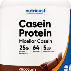 Nutricost Casein Protein Powder 5lb Chocolate - Micellar Casein, Gluten Free, Non-GMO