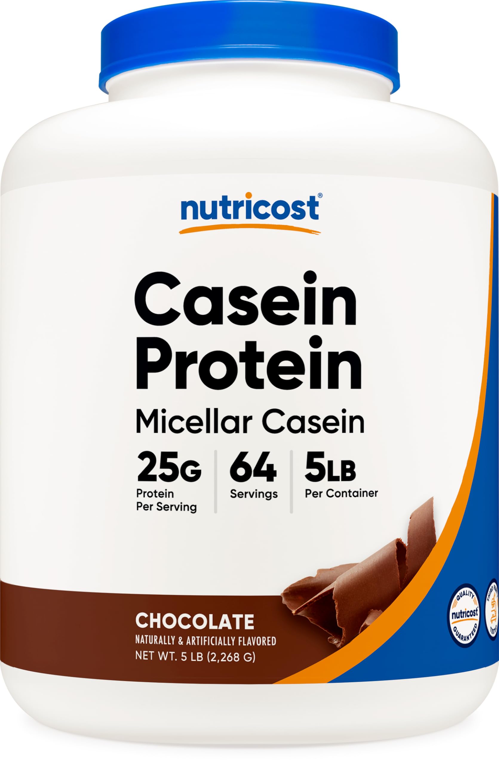 Nutricost Casein Protein Powder 5lb Chocolate - Micellar Casein, Gluten Free, Non-GMO