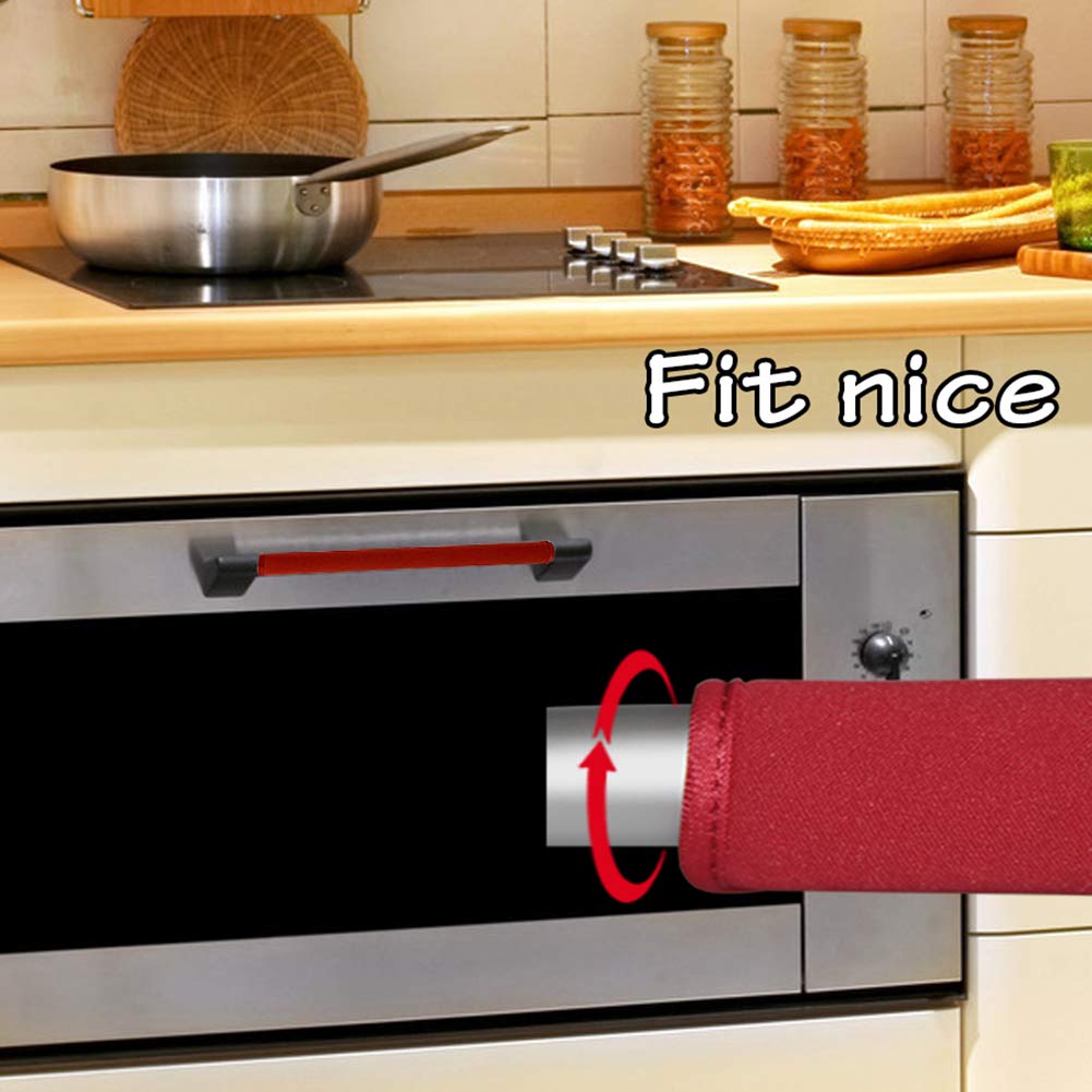 Miaowater 4 PCS Refrigerator Door Handle Covers Kitchen Appliance Decor Handles Anti-Skid Anti-Static Protector Fridge, Dishwasher Oven Keep Off Fingerprints,Food Stains (Red)