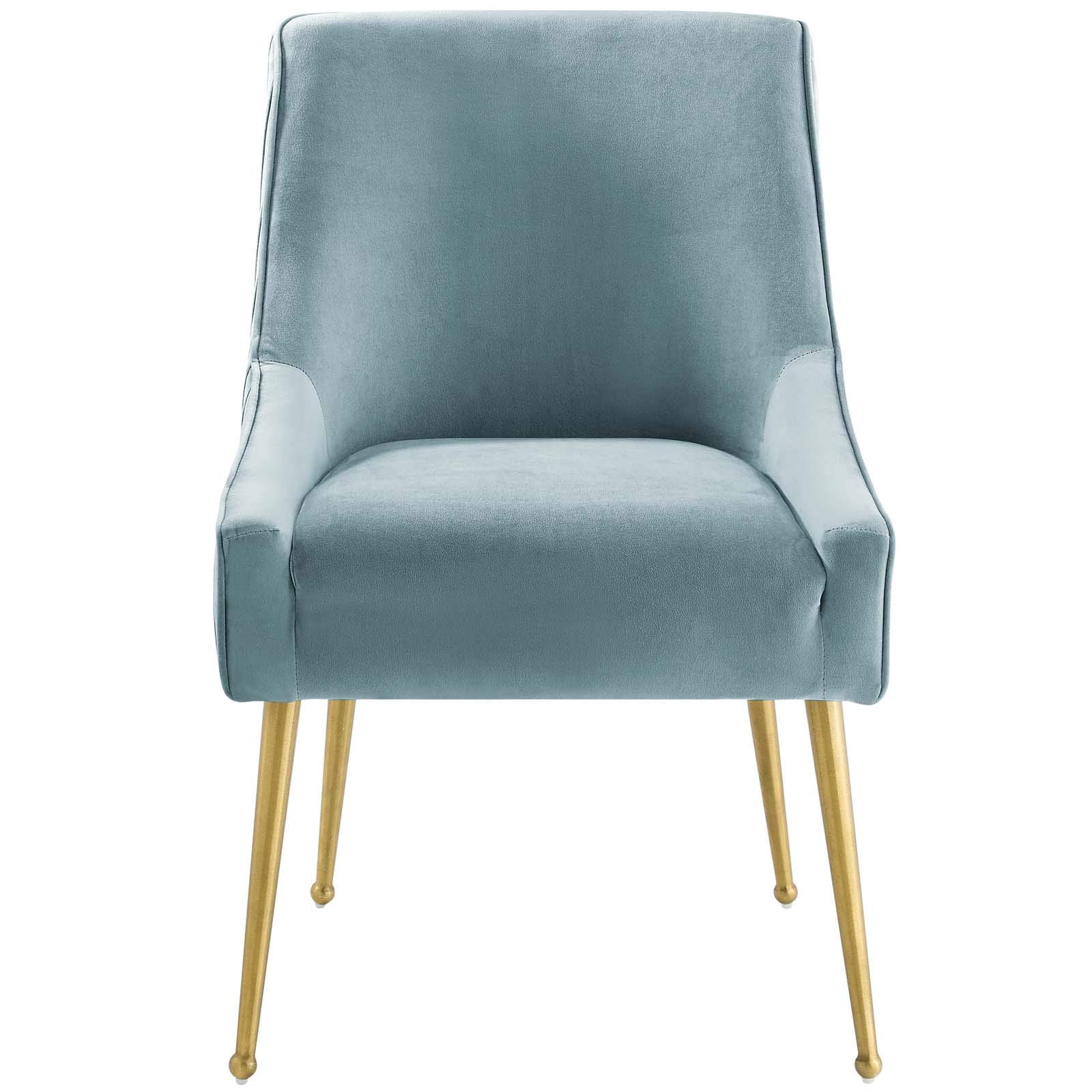 Modway Discern Pleated Back Upholstered Performance Velvet Dining Chair, Light Blue