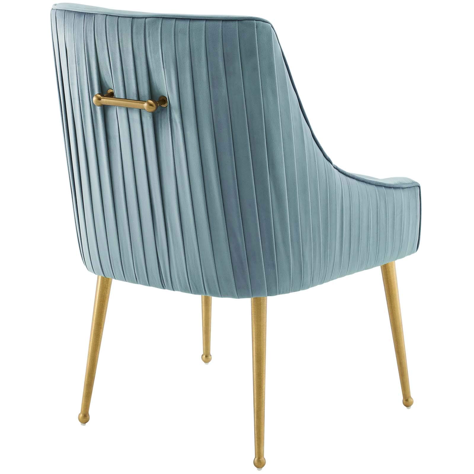 Modway Discern Pleated Back Upholstered Performance Velvet Dining Chair, Light Blue