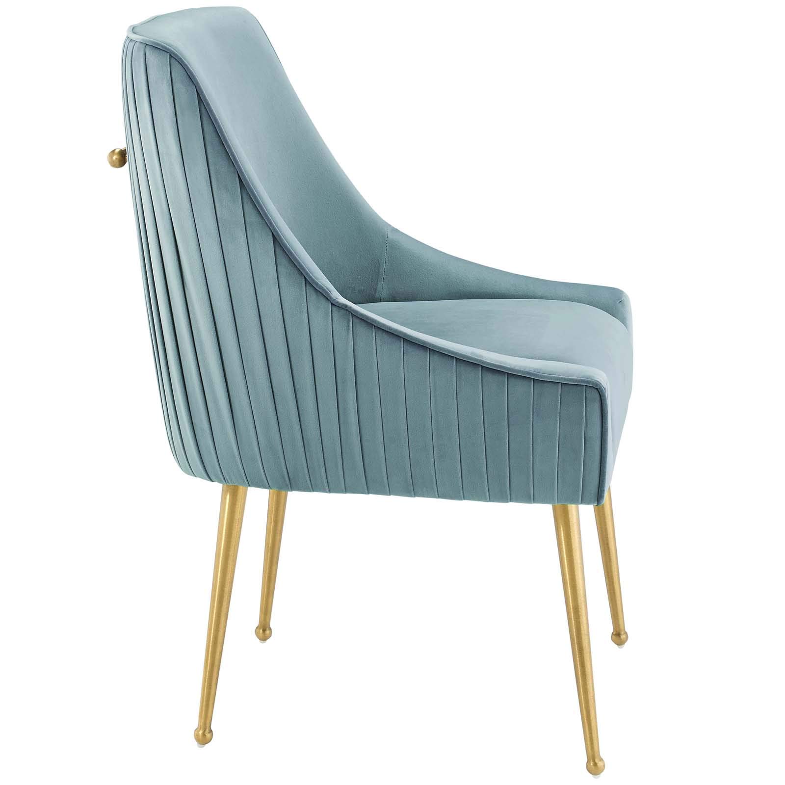 Modway Discern Pleated Back Upholstered Performance Velvet Dining Chair, Light Blue