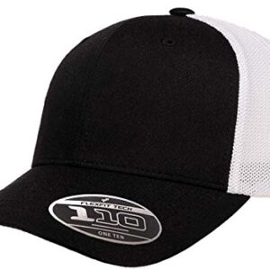 Flexfit Men's 110 Recycled Trucker Mesh Cap-2-Tone, Black/White, OSFA