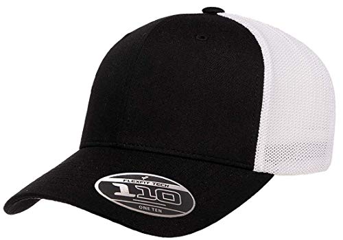 Flexfit Men's 110 Recycled Trucker Mesh Cap-2-Tone, Black/White, OSFA