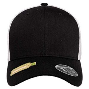 Flexfit Men's 110 Recycled Trucker Mesh Cap-2-Tone, Black/White, OSFA