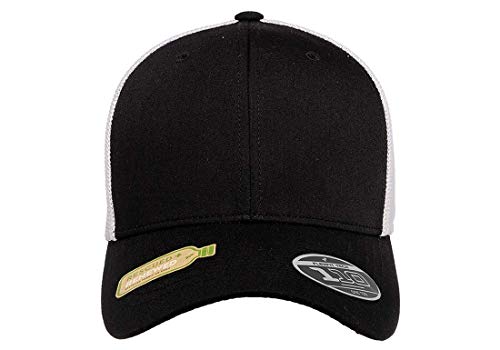 Flexfit Men's 110 Recycled Trucker Mesh Cap-2-Tone, Black/White, OSFA