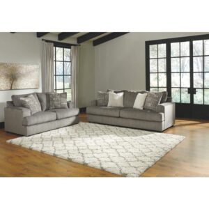 Signature Design by Ashley Soletren Contemporary Chenille Sofa with 4 Accent Pillows, Gray