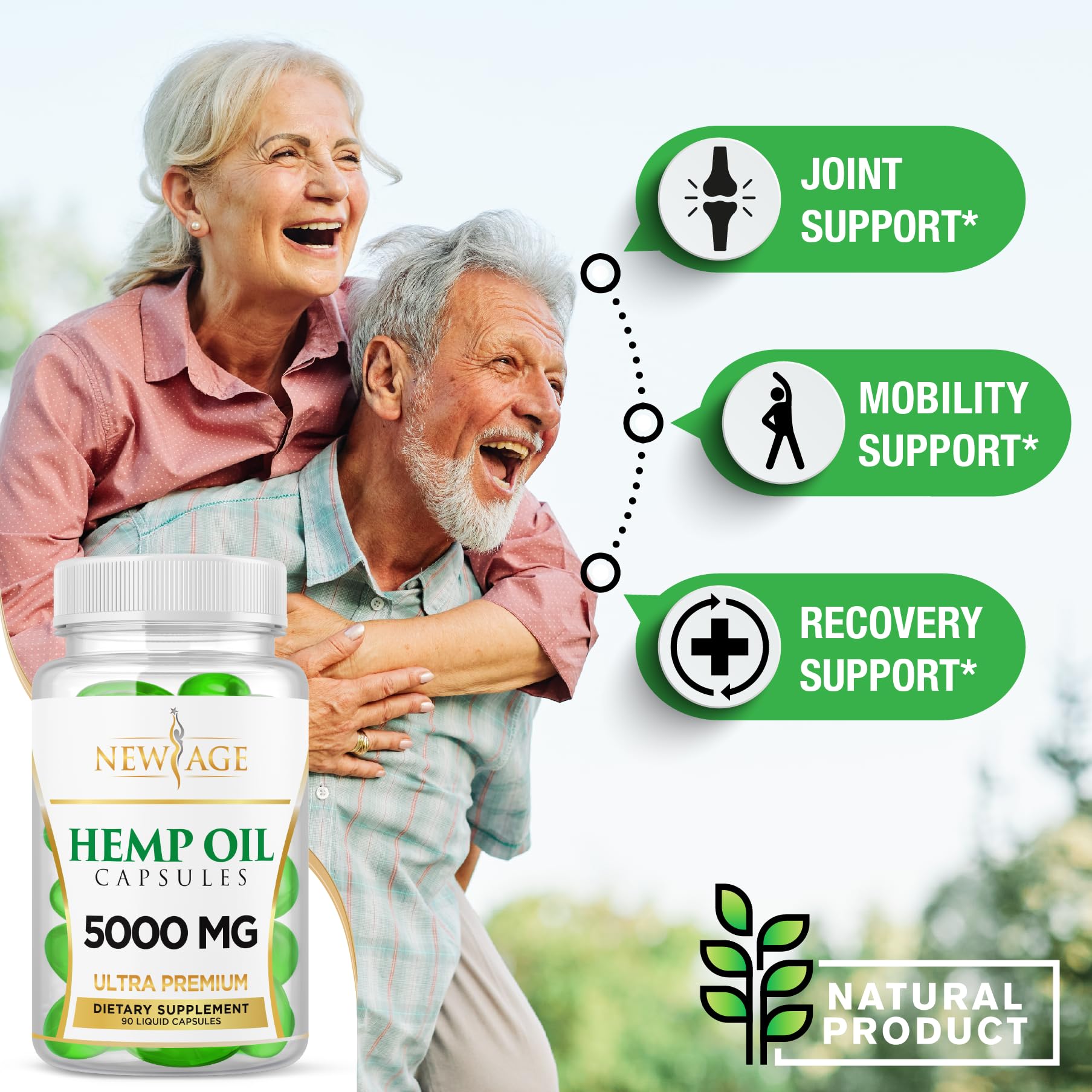 Hemp Oil Capsules Pills - 2 Pack - 5000 Hemp Oil Capsules - Made in The USA - Maximum Value - Rich in Omega 3,6,& 9