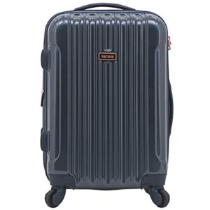 kensie women's alma hardside spinner luggage, expandable, midnight blue, carry-on 20-inch