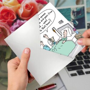 NobleWorks - Funny Get Well Soon Card with Envelope - Cartoon Humor, Feel Better Greeting - Beer Drip C7268GWG