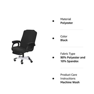 SARAFLORA Office Chair Cover- Large, Black- Removable Computer Cover for with Zipper Universal Rotating Desk High Back Seat Washable Protector Pets