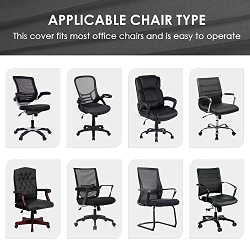 SARAFLORA Office Chair Cover- Large, Black- Removable Computer Cover for with Zipper Universal Rotating Desk High Back Seat Washable Protector Pets