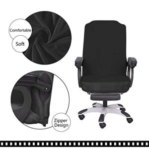 SARAFLORA Office Chair Cover- Large, Black- Removable Computer Cover for with Zipper Universal Rotating Desk High Back Seat Washable Protector Pets