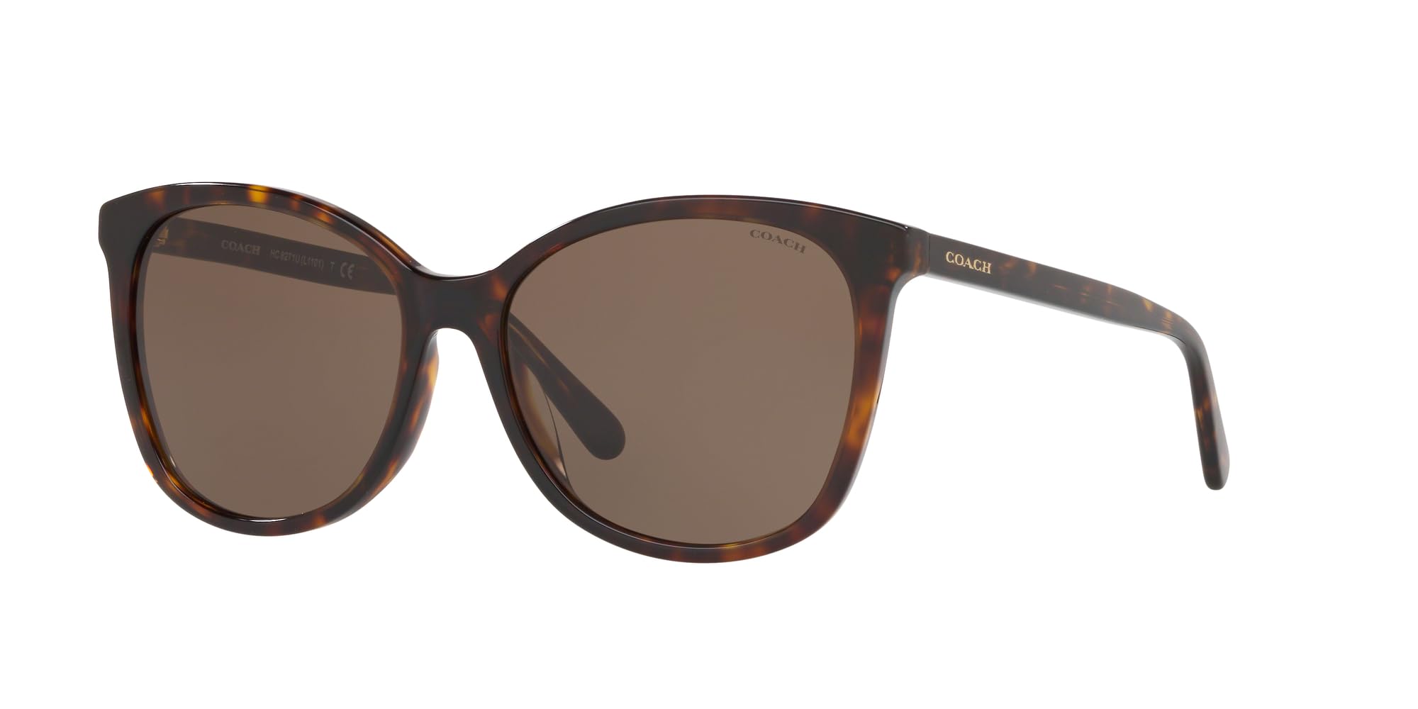 Coach HC8271U Universal Fit Sunglasses, Dark Tortoise/Dark Brown, 57 mm