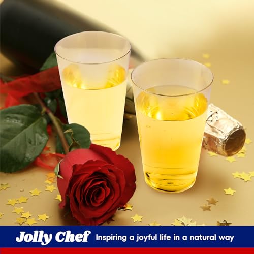 JOLLY CHEF 14 oz Clear Plastic Cups, 50 Pack Heavy-duty Party Glasses, Disposable plastic cups for wedding Cocktails Tumblers, Ideal for Halloween, Christmas, and Thanksgiving Parties