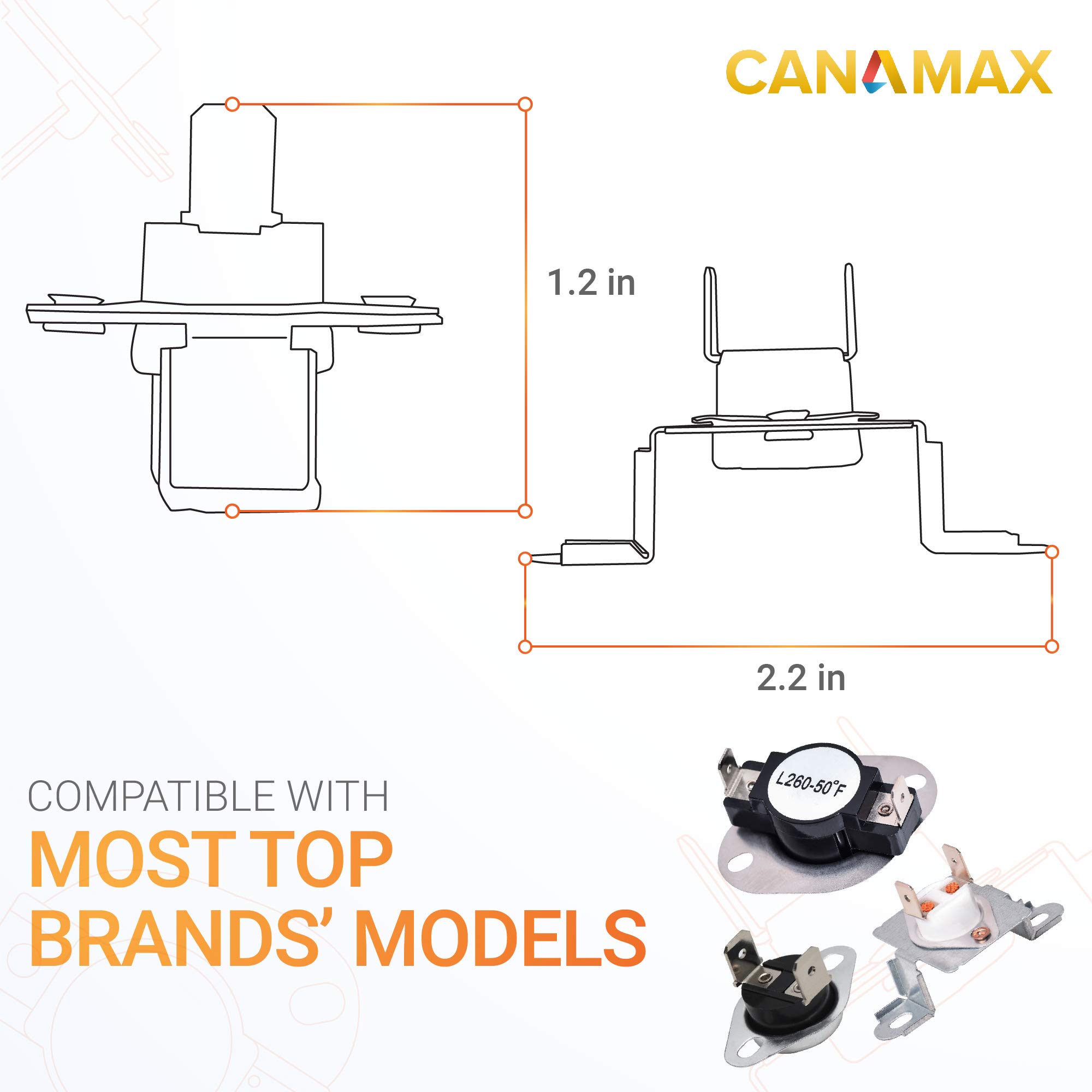 Canamax COMPLETE DC96-00887A & DC47-00018A & DC47-00016A Dryer Thermal Fuse Thermostat Kit Premium Replacement - Compatible with Samsung Dryers