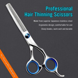 COOLALA Stainless Steel Hair Cutting Scissors Thinning Shears 6.5 Inch Professional Salon Barber Haircut Scissors Family Use for Man Woman Adults Kids