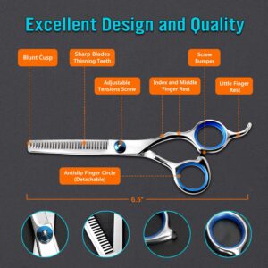 COOLALA Stainless Steel Hair Cutting Scissors Thinning Shears 6.5 Inch Professional Salon Barber Haircut Scissors Family Use for Man Woman Adults Kids