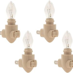 Creative Hobbies Plug in Night Light Module Includes 4 Watt Bulb, Ivory Plastic, Great for Making Your Own DIY Decorative Night Lights, Pack of 4