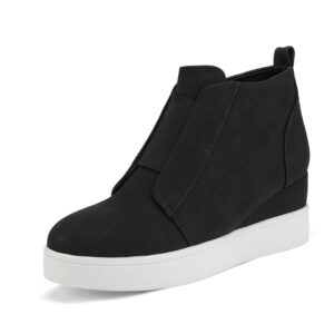 DREAM PAIRS Womens Platform Wedge Sneakers Ankle Booties Black Size 7 M Us Wedge-Snkr-1