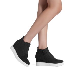 DREAM PAIRS Womens Platform Wedge Sneakers Ankle Booties Black Size 7 M Us Wedge-Snkr-1