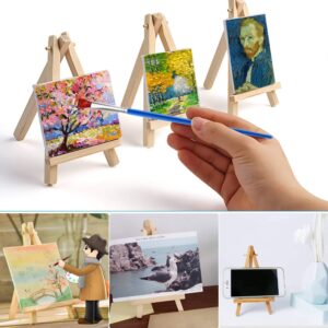 Mini Canvas and Easel, Cridoz 47 Pieces Mini Canvas Painting Set Includes 4x4 Inches Primed Canvas, Mini Easel, Acrylic Paint, Paintbrushes and Palette for Kids Artists Art Party