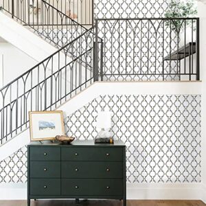 Timeet Black and White Trellis Wallpaper Peel and Stick Wallpaper 17.7"x78.7" Self Adhesive Removable Wallpaper Waterproof for Shelf Liner Drawer Room Wall Decor Film Vinyl Roll