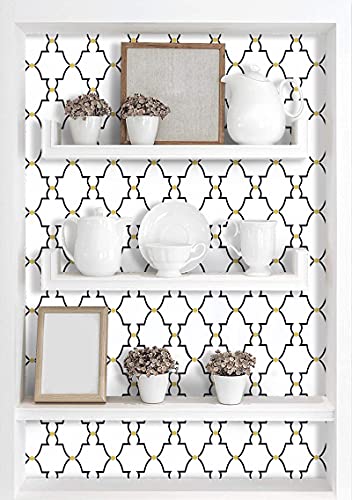 Timeet Black and White Trellis Wallpaper Peel and Stick Wallpaper 17.7"x78.7" Self Adhesive Removable Wallpaper Waterproof for Shelf Liner Drawer Room Wall Decor Film Vinyl Roll