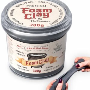 The Foamory Moldable Cosplay Foam Clay (300g Black) High Density Air Dry Clay, EVA Foam Sands Paints Easily, Non-Toxic Safe for Kids, Adults & Crafts