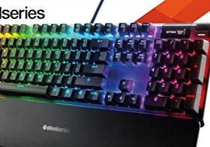 SteelSeries Apex 7 Mechanical Gaming Keyboard – OLED Smart Display – USB Passthrough and Media Controls – Linear , Quiet – RGB Backlit (Red Switch)