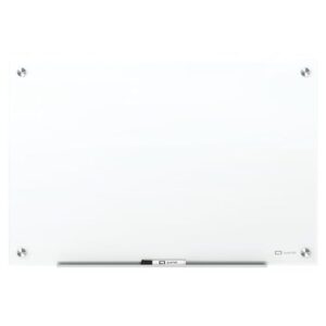 quartet magnetic glass dry erase white board, 6' x 4' whiteboard, frameless, brilliance white high contrast white glass (g27248w)