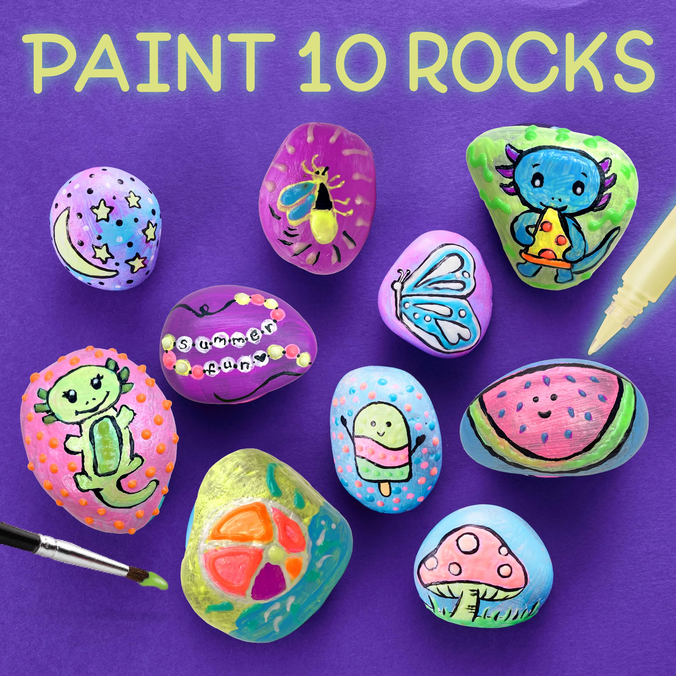 Creativity for Kids Glow in the Dark Rock Painting Kit: Crafts for Kids Ages 6-8+, Painting Rocks Arts and Crafts, Kids Gift