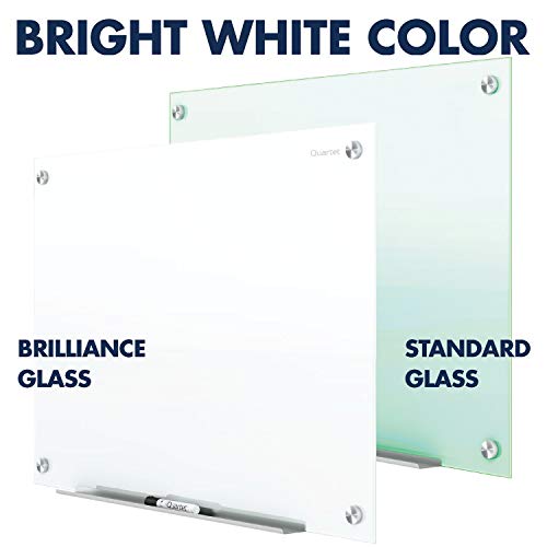 Quartet Magnetic Glass Dry Erase White Board, 6' x 4' Whiteboard, Frameless, Brilliance White High Contrast White Glass (G27248W)