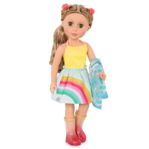 Glitter Girls – 14-inch Doll Clothes - Smile! Rain Or Shine Outfit – Rainbow Dress, Hair Clips, Raincoat, and Rain Boots – Toys, and Accessories for Kids Ages 3 & Up