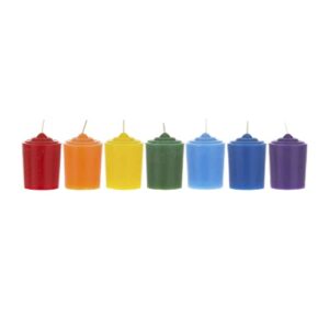 Mega Candles 7 pcs Unscented Chakra Votive Candle, Hand Poured Premium Wax Candles 15 Hours 1.5 Inch x 2.25 Inch, Cotton Wick, Promotes Positive Energy, Meditation, Relaxation & More