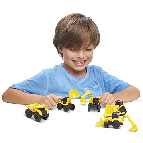 CAT Construction Toys, Little Machines 5pk Truck Toy Set, Includes Dump Truck, Front Loader, Bulldozer, Backhoe, and Excavator Vehicles with Moving Parts, Cake Toppers Ages 3+