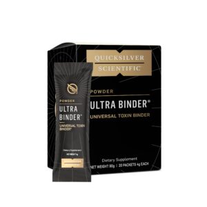 quicksilver scientific ultra binder stick packets - multi toxin binder with bentonite clay powder, zeolite detox & charcoal - supplement for gut support & the body's toxin removal process (20 sticks)