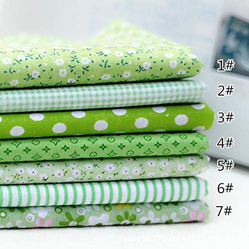 MSCFTFB 14 Pieces Assorted 7 Designs Square Fabric Bundles Sewing Square Patchwork Precut Fabric Scraps for DIY Quilting Applique Doll Dress Making (Green)