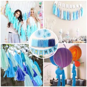 Binpeng 9.8in Blue Tissue Paper Tassel DIY Hanging paper decorations Party Garland Decor for Party Decorations Wedding,Festival,Baby Shower Decoration 20PCS25cm