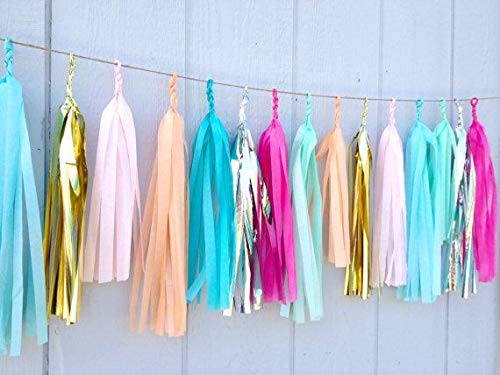 Binpeng 9.8in Blue Tissue Paper Tassel DIY Hanging paper decorations Party Garland Decor for Party Decorations Wedding,Festival,Baby Shower Decoration 20PCS25cm