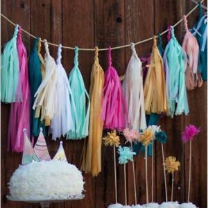 Binpeng 9.8in Blue Tissue Paper Tassel DIY Hanging paper decorations Party Garland Decor for Party Decorations Wedding,Festival,Baby Shower Decoration 20PCS25cm