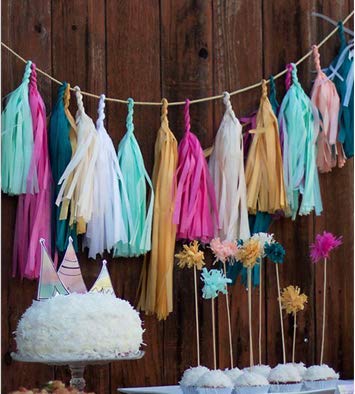 Binpeng 9.8in Blue Tissue Paper Tassel DIY Hanging paper decorations Party Garland Decor for Party Decorations Wedding,Festival,Baby Shower Decoration 20PCS25cm