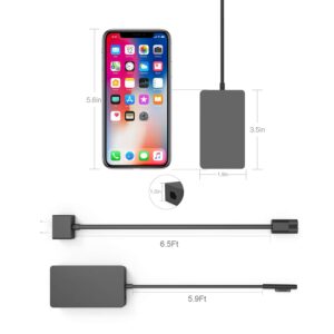 Surface Book Charger, AYNEFF 15V 4A 65W Surface Pro 7 Power Supply Compatible with Microsoft Surface Book Surface Laptop Surface Pro 7 Pro 6 Pro 4 Pro X, Surface Go, 5.9ft DC Cable with USB 5V 1A