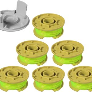 Eyoloty AC80RL3 11ft 0.080" Replacement Trimmer Spool for Ryobi One Plus 18v 24v and 40v Cordless Trimmers Line Refills Weed Wacker Auto-Feed Twist Single Line Parts(6 Spool,1Cap)