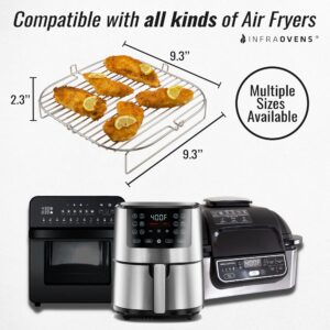 12 Pcs Air Fryer Accessories with Rack, Grill Pan, Air Fryer Cheat Sheet for Dreo, Ninja, Ultrean, Gowise, Gourmia, Cosori, Chefman, Instant Pot, Square Air Fryer Liners for Basket Freidora de Aire