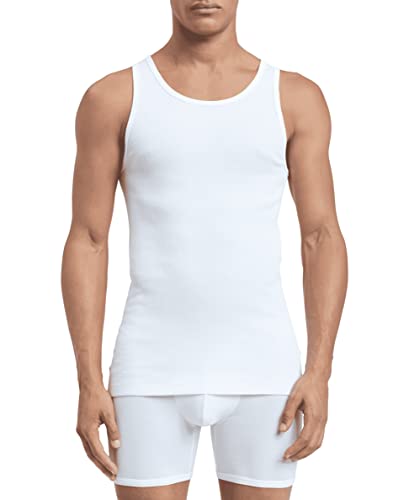 Calvin Klein Men's Cotton Classics 5-pack Tanks, 3 White/2 Grey Heather, Medium