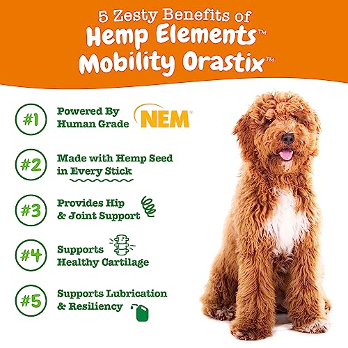 Zesty Paws OraStix for Dogs - Hip & Joint Mobility Sticks with Hemp Seed Curcumin Eggshell Membrane Taurine Support for HIPS Joints Cartilage Health Proprietary Healthy Teeth Gum Blend 25oz