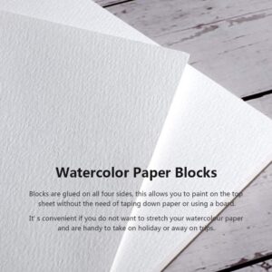 Paul Rubens Watercolor Block, 140-lb Artist Quality Watercolor Paper Pad Acid-Free Cold Pressed, 50 Percent Cotton Rag, Sized 7.6 x 5.3 Inches, 20 Sheet